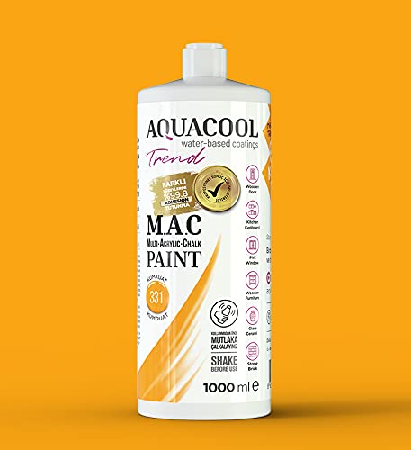 AquaCool Kumquat 331 - Pintura de secado rápido para interiores y exteriores con muebles, madera, plástico, vidrio, cerámica, piedra (1000 ml, Kumquat 331)