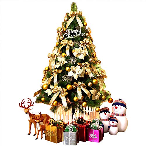 Árbol de Navidad Artificial Picea,Pino cifrado, Lujoso árbol de Navidad-Golden_1.8m,Abeto Artificial Soporte Metálico