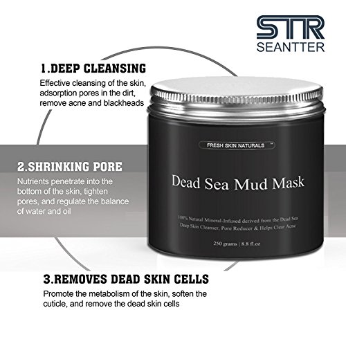 Arcillas Faciales, Máscara de barro del Mar Muerto para el tratamiento facial , 100% natural y orgánica, Reduce Poros, Acne, Piel Muerta, Espinillas, Hidratar Piel, Producto Organico Mineral, 250g