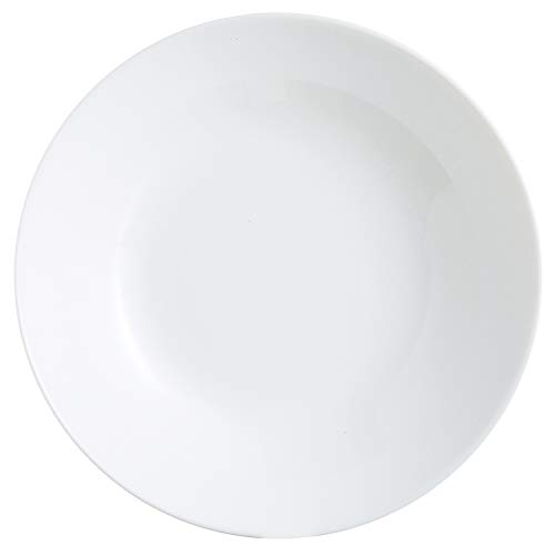 Arcopal Zelie Set 12 platos hondo, Vajilla vidrio opal extra resistente, 20cm, Blanco