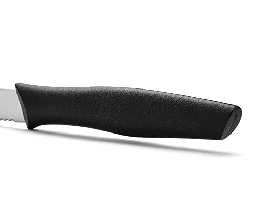 Arcos Serie Nova, Cuchillo Mondador, Hoja Serrada de Acero Inoxidable de 100 mm, Mango de Polipropileno Color Negro