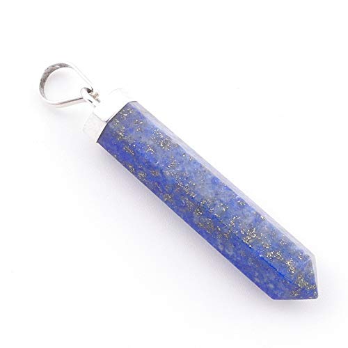 ARITZI - Colgante en Plata de Ley 925 con Forma de Punta en Piedra Natural - Incluye una Cadena Box Chain de 45cm de Plata - Lapislázuli