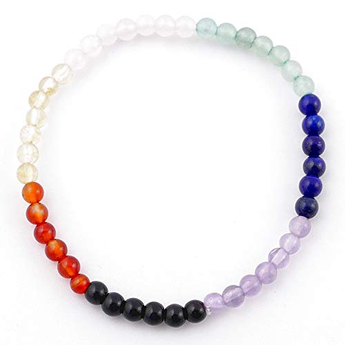 ARITZI - Pulsera elástica de Bolas de 4 mm en Mineral Natural de 7 Chakras