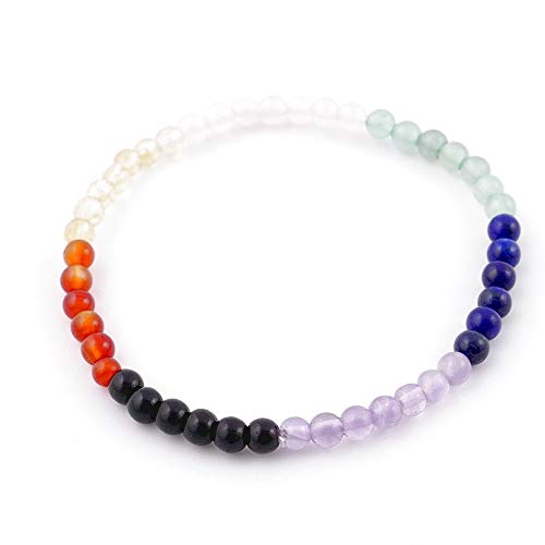 ARITZI - Pulsera elástica de Bolas de 4 mm en Mineral Natural de 7 Chakras