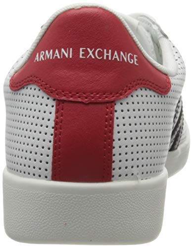 Armani Exchange AX Logo Box Sole Sneakers, Zapatillas Hombre, Blanco (Opt White+Navy+Red M476), 42 EU