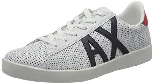 Armani Exchange AX Logo Box Sole Sneakers, Zapatillas Hombre, Blanco (Opt White+Navy+Red M476), 42 EU