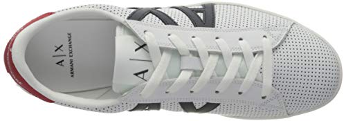 Armani Exchange AX Logo Box Sole Sneakers, Zapatillas Hombre, Blanco (Opt White+Navy+Red M476), 42 EU