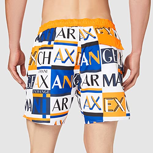 Armani Exchange Bianco Boxer W/Slits Disfraces de tamaño Adulto, L para Hombre