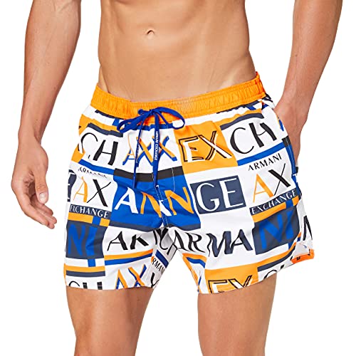 Armani Exchange Bianco Boxer W/Slits Disfraces de tamaño Adulto, L para Hombre
