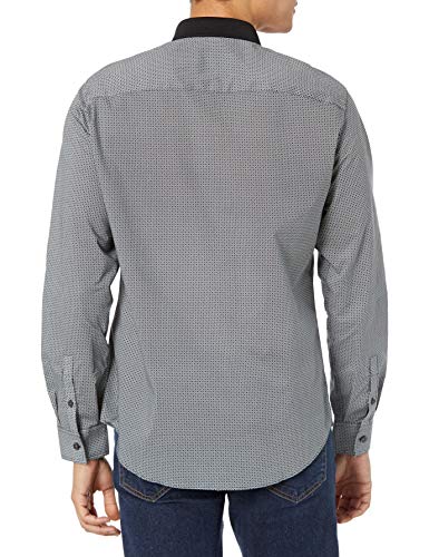 Armani Exchange Cotton Poplin Black/White Diamonds Shirt Camisa, L para Hombre