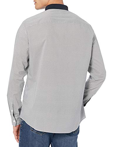 Armani Exchange Cotton Poplin White/Navy Shirt Camisa, Diamonds Blancos/Azul Marino, XS para Hombre