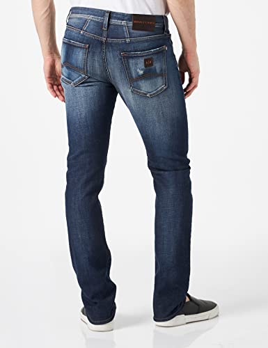 Armani Exchange Five Pockets, Slim, Back Logo Jeans, Indigo Azul Vaquero, 34 para Hombre