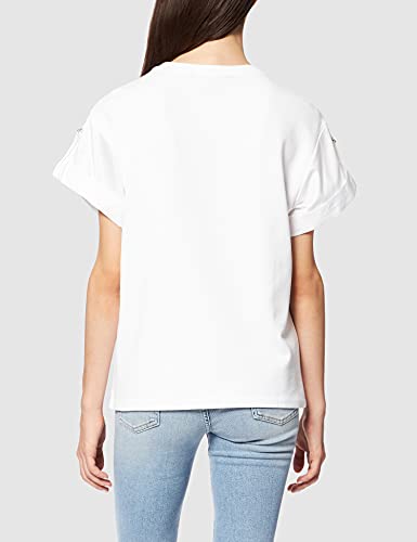Armani Exchange Nylon Short Sleeves with Buckle and Tonal Tape Sudadera, Blanco, S para Mujer