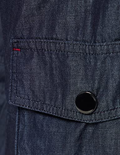 Armani Exchange Pantalones Cargo, Bolsillos en el Lado de la Pierna, Botones metálicos Informales, Indigo Azul Vaquero, L para Mujer