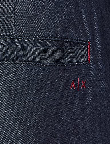 Armani Exchange Pantalones Cargo, Bolsillos en el Lado de la Pierna, Botones metálicos Informales, Indigo Azul Vaquero, M para Mujer