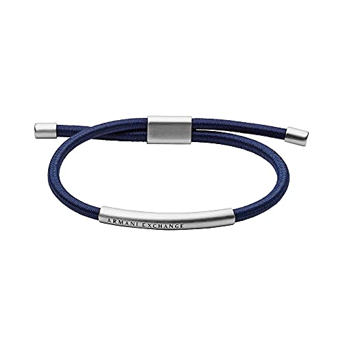 Armani Exchange Pulsera de identificación para hombre, de acero inoxidable, en tono plateado, AXG0064040