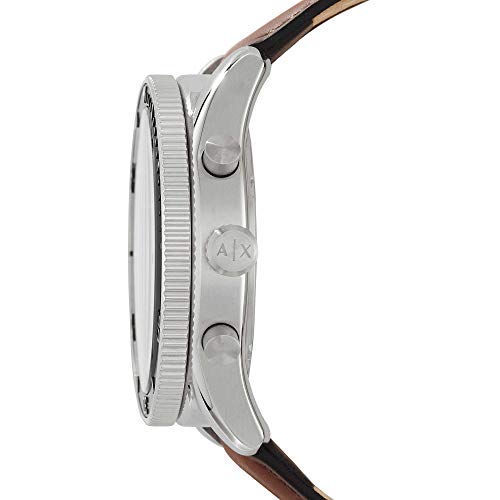 Armani Exchange Reloj Cronógrafo Armani Exchange para Hombre, Reloj de Acero Inoxidable, Correa de Piel, Marrón