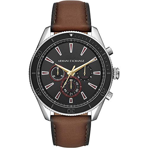 Armani Exchange Reloj Cronógrafo Armani Exchange para Hombre, Reloj de Acero Inoxidable, Correa de Piel, Marrón