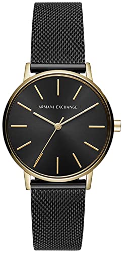 Armani Exchange Reloj de Acero Inoxidable con Tres Manecillas para Mujer Armani Exchange, Tamaño de Caja de 36 mm, Negro
