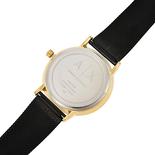 Armani Exchange Reloj de Acero Inoxidable con Tres Manecillas para Mujer Armani Exchange, Tamaño de Caja de 36 mm, Negro