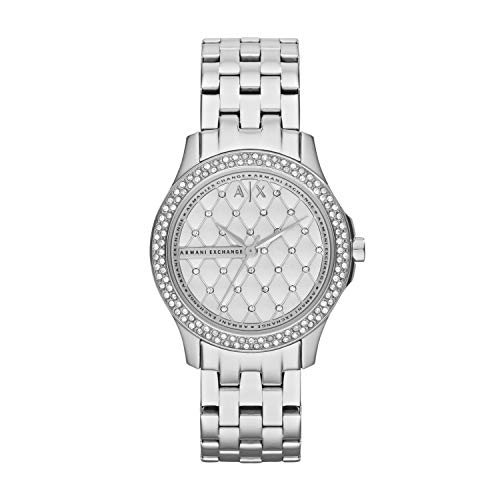 Armani Exchange Reloj para Dama de Acero Inoxidable con Tres Manecillas Armani Exchange, Tamaño de Caja de 36 mm, Plata