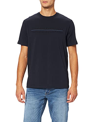Armani Exchange Round neck and big logo T-Shirt, Navy, S