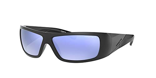 ARNETTE Gafas de sol rectangulares An4286 para hombre, Espejo negro mate/gris polarizado al agua