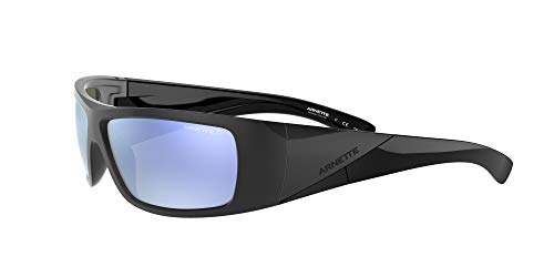 ARNETTE Gafas de sol rectangulares An4286 para hombre, Espejo negro mate/gris polarizado al agua