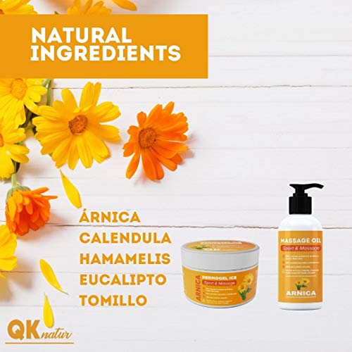 ARNICA - Aceite para masaje con extracto de Arnica, Calendula y Hamamelis - Efecto relajante para dolores musculares, espalda, hombro, pies, rodilla, contracturas (250 ml)