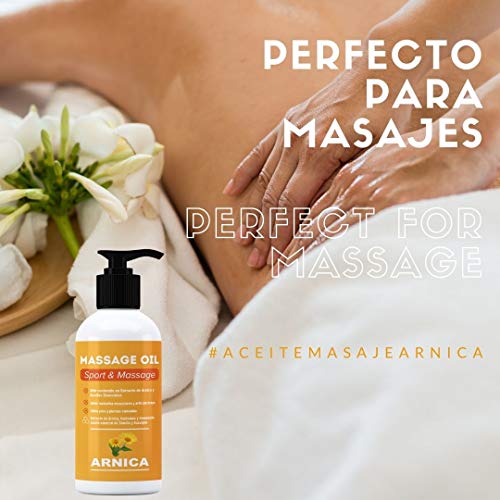 ARNICA - Aceite para masaje con extracto de Arnica, Calendula y Hamamelis - Efecto relajante para dolores musculares, espalda, hombro, pies, rodilla, contracturas (250 ml)