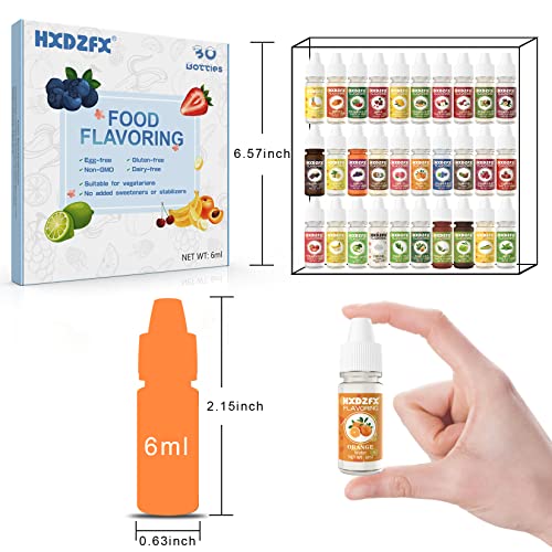 Aromas Alimentarios - 30 Sabores sabor alimenticio concentrado sin azúcar y sin calorías, se utiliza para hornear, pasteles, bebidas, helados