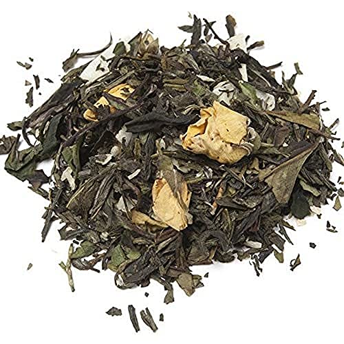 Aromas de Té - Té Verde Sencha y Blanco Pai Mu Tan Sorbete de Mango - Agradable y Sabroso- Con Trozos de Mango, Trozos de Coco y Capullos de Rosas, 40 gr