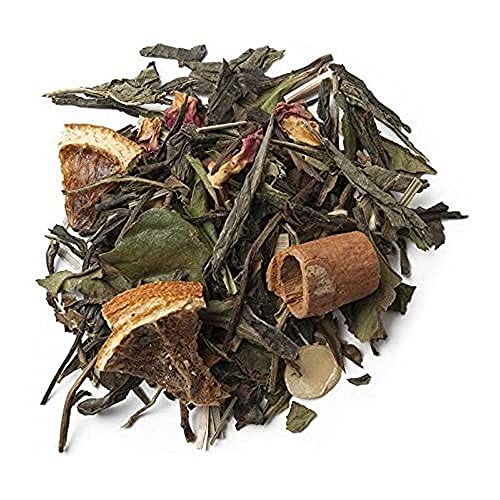 Aromas de Té - Té Verde Y Blanco Andalusí - Con Trozos de Canela, Lemongrass, Almendra, Naranja y Capullos de Rosa - Para Deleitar los Sentidos y Disminuir el Estrés - 75 gr.