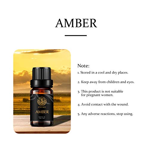 Aromaterapia Ámbar aceite esencial para difusor, 100% puro ámbar Aceite Esencial para humidificador,Masaje, 10ml Grado Terapéutico ámbar aceite fragancia para hogar, puro ámbar aceite para hacer
