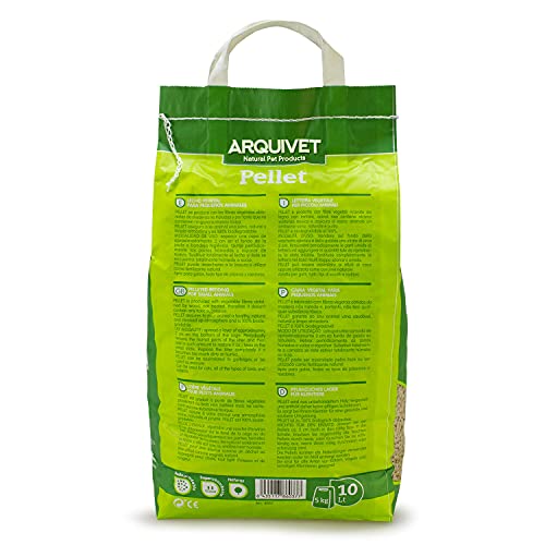 ARQUIVET Pellet - Lecho higiénico natural, vegetal, orgánico para gatos y pequeños mamíferos roedores - Biodegradable - Absorbe líquidos y malos olores - Cantidad: 10 L