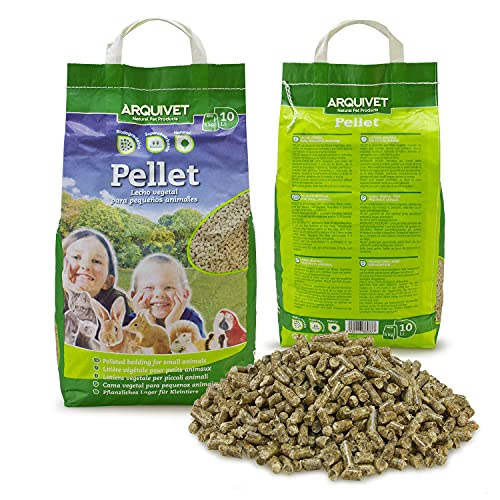 ARQUIVET Pellet - Lecho higiénico natural, vegetal, orgánico para gatos y pequeños mamíferos roedores - Biodegradable - Absorbe líquidos y malos olores - Cantidad: 10 L