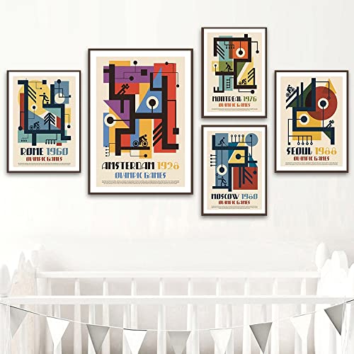 Arte de pared del concurso abstracto geométrico Moscú Roma Seúl, carteles e impresiones nórdicos, lienzo sin marco A2 60x90cm