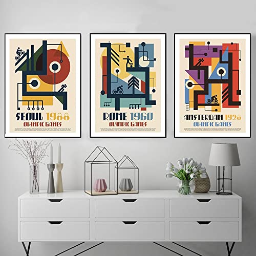 Arte de pared del concurso abstracto geométrico Moscú Roma Seúl, carteles e impresiones nórdicos, lienzo sin marco A2 60x90cm