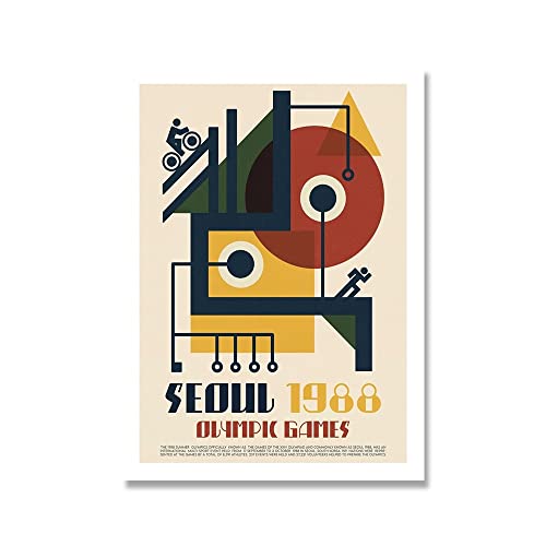 Arte de pared del concurso abstracto geométrico Moscú Roma Seúl, carteles e impresiones nórdicos, lienzo sin marco A2 60x90cm