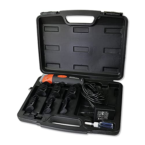 Artero Premium. Máquina Cortapelo profesional para Perros y Gatos. 2 velocidades, Muy silenciosa y ligera, ideal para domicilio o peluquería canina. Incluye maletín y juego de recalces (Naranja)