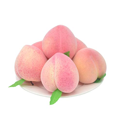 Artibetter 12 Unids Artificial Fruta Melocotón Falso Melocotón Durazno Durazno con Hojas Simulación Rosa Melocotón Fotos Accesorios Fiesta Casa Cocina Decoración de Comida Juguete