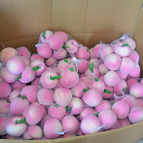 Artibetter 12 Unids Artificial Fruta Melocotón Falso Melocotón Durazno Durazno con Hojas Simulación Rosa Melocotón Fotos Accesorios Fiesta Casa Cocina Decoración de Comida Juguete