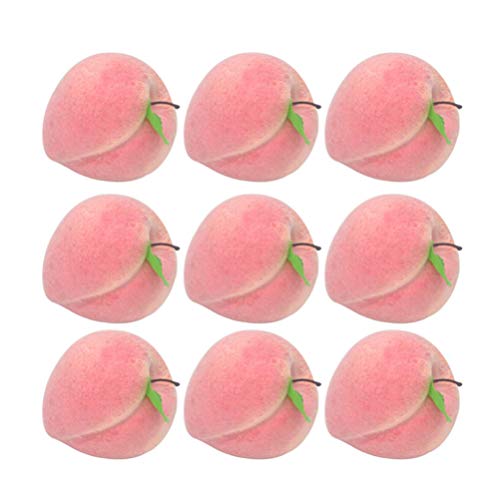 Artibetter 12 Unids Artificial Fruta Melocotón Falso Melocotón Durazno Durazno con Hojas Simulación Rosa Melocotón Fotos Accesorios Fiesta Casa Cocina Decoración de Comida Juguete