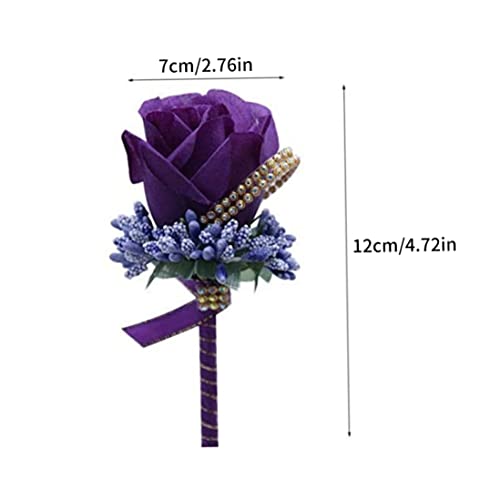 Artificial Rose Boutonniere Simulación Flower Corsage Groom Broche Pins para Boda 6pcs, Flor Boutonniere
