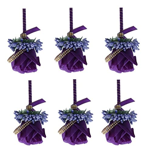 Artificial Rose Boutonniere Simulación Flower Corsage Groom Broche Pins para Boda 6pcs, Flor Boutonniere