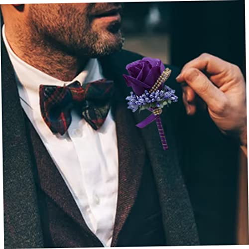 Artificial Rose Boutonniere Simulación Flower Corsage Groom Broche Pins para Boda 6pcs, Flor Boutonniere