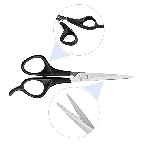 Asdirne Tijeras Peluquería, Tijeras de peluquería Salón Hogar, Cuchilla de Acero Inoxidable y Mango ABS, 6 Pulgadas, Negro