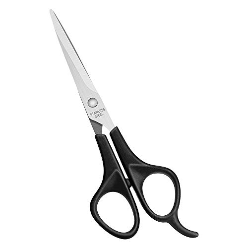Asdirne Tijeras Peluquería, Tijeras de peluquería Salón Hogar, Cuchilla de Acero Inoxidable y Mango ABS, 6 Pulgadas, Negro