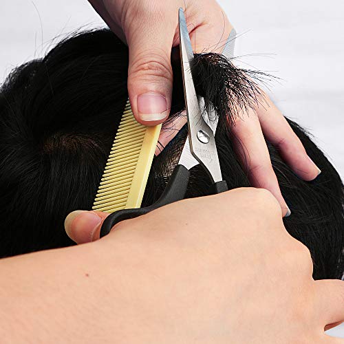 Asdirne Tijeras Peluquería, Tijeras de peluquería Salón Hogar, Cuchilla de Acero Inoxidable y Mango ABS, 6 Pulgadas, Negro