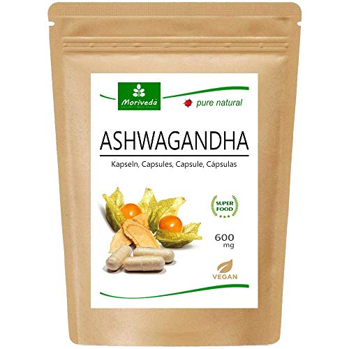 Ashwagandha cápsulas 600 mg o tabletas 1000 mg - producto natural puro - baya durmiente, cereza de invierno, ginseng indio (120 cápsulas)